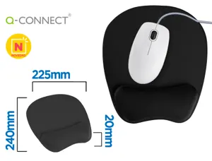 Tapis souris q-connect repose-poignet ergonomique    mousse grand confort facilement nettoyable coloris noir — Non classé