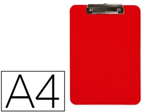 Porte-bloc q-connect plastique rigide epaisseur    2.5mm a4 210x297mm pince      metallique coloris rouge — Non classé
