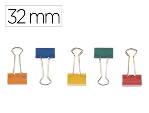 Pince q-connect double clip largeur 32mm boite carton 10  unites coloris assortis — Non classé