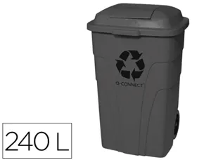 Poubelle conteneur q-connect plastique avec couvercle      capacite 240l coloris gris    dim. 1040x610x610mm avec — Non…