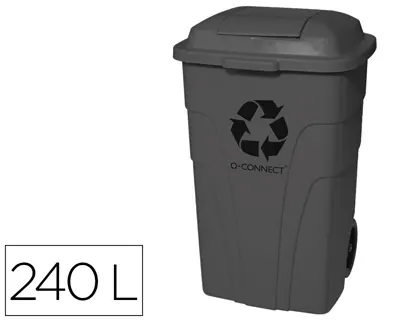 Poubelle conteneur q-connect plastique avec couvercle      capacite 240l coloris gris    dim. 1040x610x610mm avec — Non…