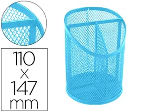 Pot a crayons q-connect maille metallique 3 compartiments hauteur 147 mm diamètre 110 mm coloris turquoise — Non classé