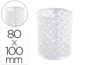 Pot a crayons q-connect motif metallique hauteur 100 mm     diametre 80mm coloris blanc — Non classé