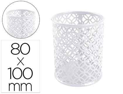 Pot a crayons q-connect motif metallique hauteur 100 mm     diametre 80mm coloris blanc — Non classé
