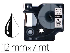 Ruban titreuse q-connect 1000 noir-blanc 12mm x 7mt d1      0-45013 — Non classé