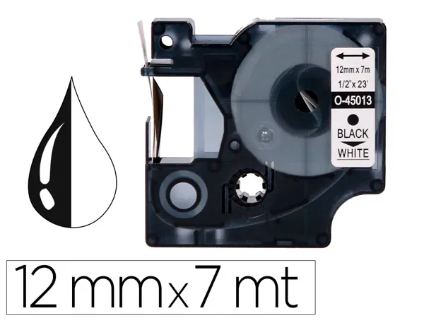 Ruban titreuse q-connect 1000 noir-blanc 12mm x 7mt d1      0-45013 — Non classé