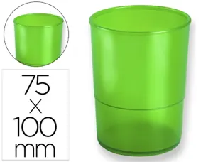 Pot a crayons q-connect plastique hauteur 100mm diametre 75mm coloris vert translucide — Non classé