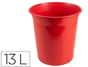 Corbeille papier q-connect plastique resistant 13l       275x285mm coloris rouge       opaque — Non classé