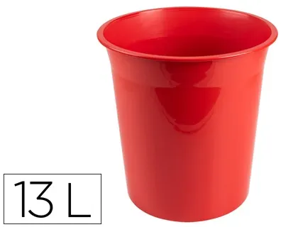 Corbeille papier q-connect plastique resistant 13l       275x285mm coloris rouge       opaque — Non classé