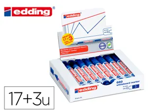 Marqueur edding e-660 tableaux blancs effacable a   sec pointe moyenne trace      1,5/3mm bleu pack 17 + 3 — Non classé