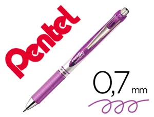 Roller pentel energel retractable rechargeable      pointe metal fine 0,7mm clip  metal coloris violet — Non classé