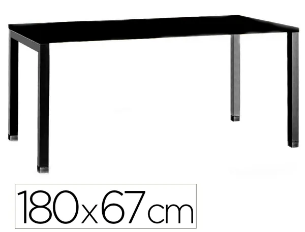 Bureau mt international plateau noir melamine 25mm pietement arche coloris noir 180x67cm — Non classé