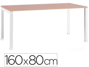 Bureau mt international plateau hetre melamine 25mm   pietement arche coloris blanc 160x80cm — Non classé