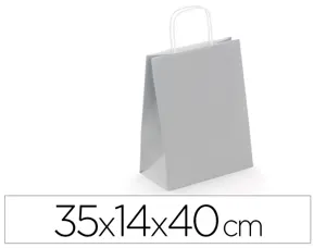 Sac kraft 100g/m2 poignees torsadees 35x14x40cm paquet   50 unites coloris argent — Non classé