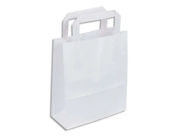 Sac kraft 70g/m2 poignees plates 18x8x22cm paquet 50 unites coloris blanc 39z2202 — Non classé