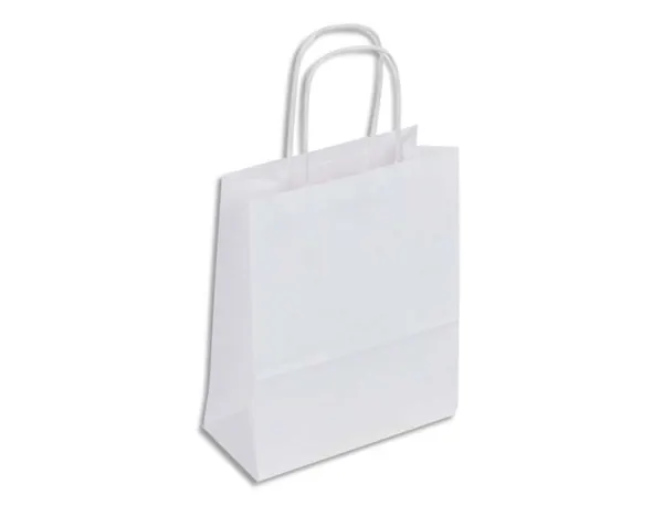 Sac kraft 90g/m2 poignees torsadees 22x10x31cm paquet   50 unites coloris blanc 21145 — Non classé