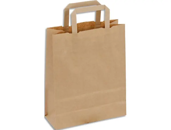 Sac Kraft 70g/M2 Poignees Plates 18x8x22 cm Paquet 50 Unites Coloris Brun 20025, INAPA — Aménagement d'espace