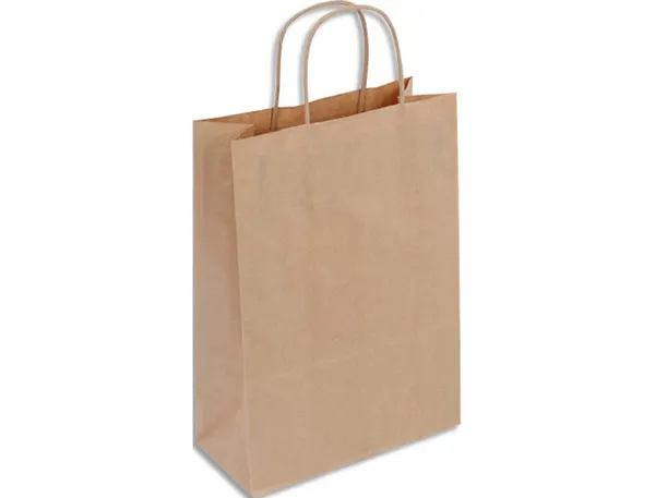 Sac Kraft 90g/M2 Poignees Torsadees 22x10x31 cm Paquet 50 Unites Coloris Brun, INAPA — Aménagement d'espace
