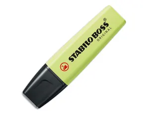 Surligneur stabilo boss original pastel encre base    eau pointe biseautee largeur  trace 2/5mm coloris zeste de — Non classé