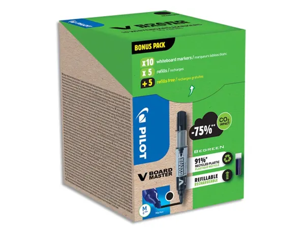PILOT Marqueur V BOARD MASTER, pointe ogive, BONUS PACK,noir — Fournitures