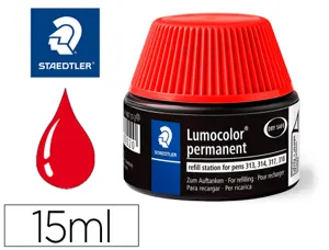 Recharge feutre permanent staedtler lumocolor 487 17    pour feutres 313/314/317/318  flacon 15ml coloris rouge — Non classé