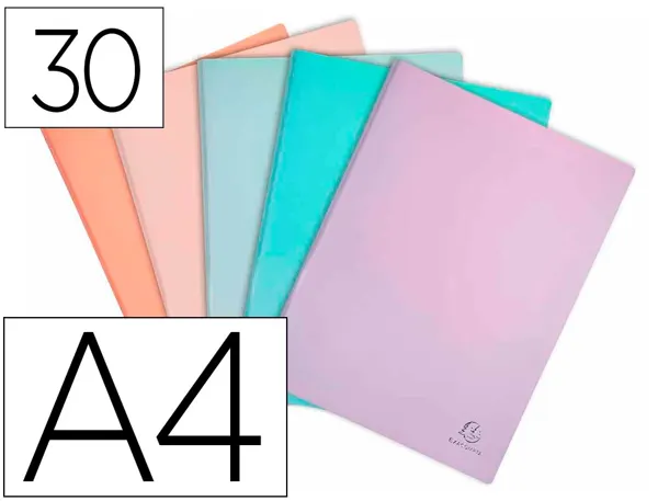 Protege-Documents Exacompta Aquarel Polypropylene Semi-Rigide 30 Pochettes 60 Vues Assortis Bleu Corail — Classement &…