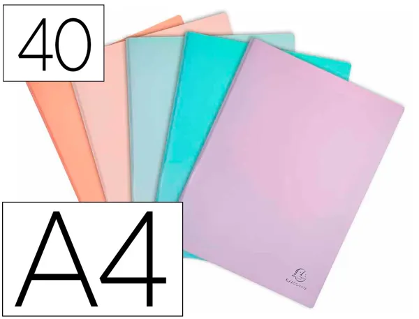 Protege-Documents Exacompta Aquarel Polypropylene Semi-Rigide 40 Pochettes 80 Vues Assortis Bleu Corail — Classement &…