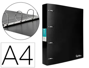 Classeur liderpapel 4 anneaux 40mm a4 polypropylene dos     55mm porte-cartes de visite   coloris noir opaque — Non classé