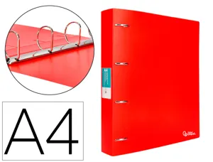 Classeur liderpapel 4 anneaux 40mm a4 polypropylene dos     55mm porte-cartes de visite   coloris rouge translucide — Non…