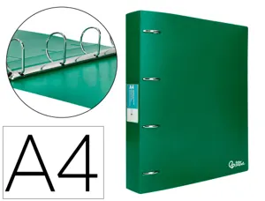 Classeur liderpapel 4 anneaux 40mm a4 polypropylene dos     55mm porte-cartes de visite   coloris vert translucide — Non…