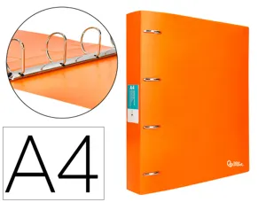 Classeur liderpapel 4 anneaux 40mm a4 polypropylene dos     55mm porte-cartes de visite   coloris orange fluo — Non classé