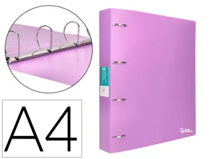 Classeur liderpapel 4 anneaux 40mm a4 polypropylene dos     55mm porte-cartes de visite   coloris lavande — Non classé