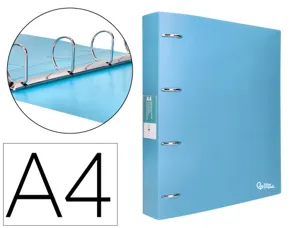 Classeur liderpapel 4 anneaux 40mm a4 polypropylene dos     55mm porte-cartes de visite   coloris bleu ciel — Non classé