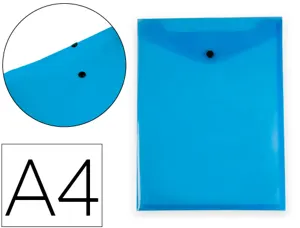 Pochette enveloppe liderpapel polypropylene 180 microns a4  297x210mm avec soufflet       fermeture bouton bleu — Non classé