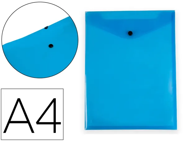 Pochette enveloppe liderpapel polypropylene 180 microns a4  297x210mm avec soufflet       fermeture bouton bleu — Non classé