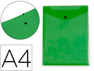 Pochette enveloppe liderpapel polypropylene 180 microns a4  297x210mm avec soufflet       fermeture bouton vert — Non classé