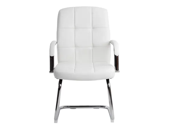Siege visiteur q-connect piave simili cuir pieds metal chrome hauteur 1050mm largeur 610mm prof 680mm coloris blanc — Non…