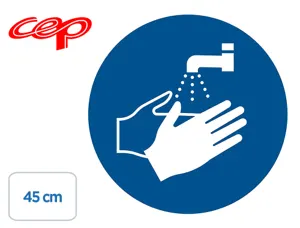 Stickers cep de signalisation de lavage des mains           obligatoire pose au sol       diametre 45cm — Non classé