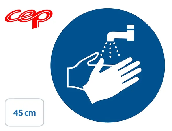 Stickers cep de signalisation de lavage des mains           obligatoire pose au sol       diametre 45cm — Non classé