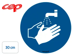 Stickers cep de signalisation de lavage des mains           obligatoire mural diametre    30cm — Non classé