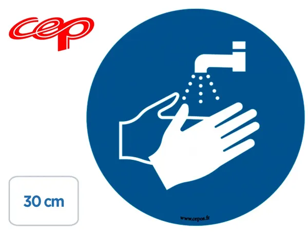 Stickers cep de signalisation de lavage des mains           obligatoire mural diametre    30cm — Non classé