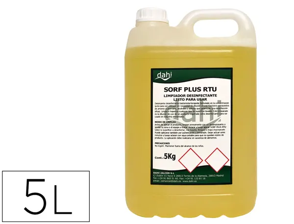 Nettoyant hygienisant desodorisant desinfectant     sorf plus jaune rtu carafe de 5 litres — Non classé