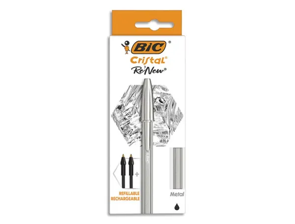 BIC Stylo à bille Cristal RE'NEW, noir — Stylos à bille & accessoires
