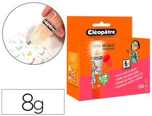 Stick de colle cleopatre invisible forte usage sans    solvant carton papier photos  des 6 ans 8gr  lot de 12 — Non classé