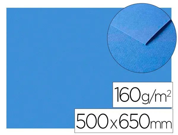 Papier dessin clairefontaine a grain 160g 1 surface        grainee 1 lisse 50x65cm       paquet 25f coloris bleu marine —…