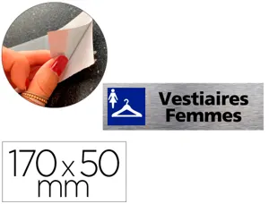 Plaque de porte vestiaire femmes signaletique biz       pictogramme aluminium brosse  double face autocollant dos — Non…
