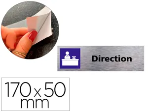 Plaque de porte direction signaletique biz pictogramme  en aluminium brosse double    face autocollant dos 170x50mm — Non…