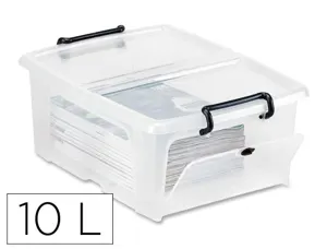 Boite multirangement cep curves pp couvercle clipse emboitable et superposable contenance 10l noir corps transparent — Non…