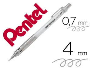 Porte-mines pentel graphgear 300 canon fixe 4mm mine 0,7mm grip metal gomme avec capuchoncorps metal coloris blanc — Non…
