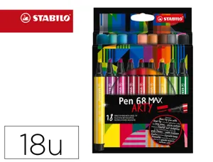 Feutre coloriage stabilo pen 68 max arty encre aquarellablepointe large biseautee etui carton 18 coloris assortis — Non…